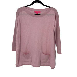 Lilly Pulitzer shirt top XS pink shimmer sparkle boat neck loose tunic pocket